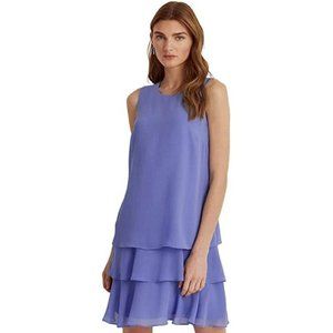 Ralph Lauren Women's Blue Sleeveless Keyhole Cut-out Shift Dress